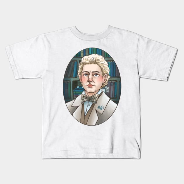 Aziraphale in Watercolor Kids T-Shirt by Molly11